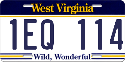 WV license plate 1EQ114
