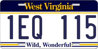 WV license plate 1EQ115