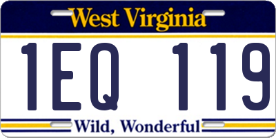 WV license plate 1EQ119