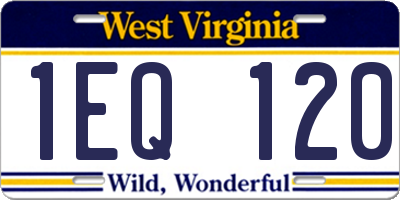WV license plate 1EQ120