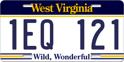 WV license plate 1EQ121