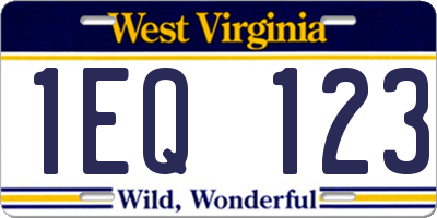 WV license plate 1EQ123