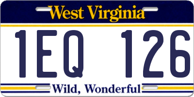 WV license plate 1EQ126