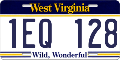 WV license plate 1EQ128