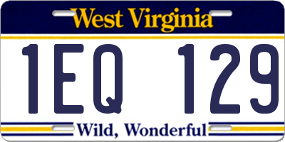 WV license plate 1EQ129