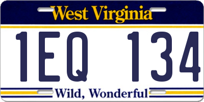 WV license plate 1EQ134