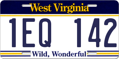 WV license plate 1EQ142