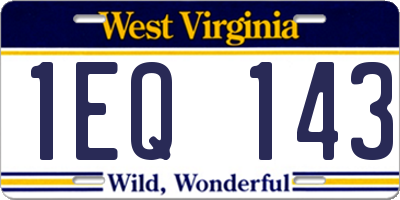 WV license plate 1EQ143