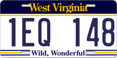 WV license plate 1EQ148