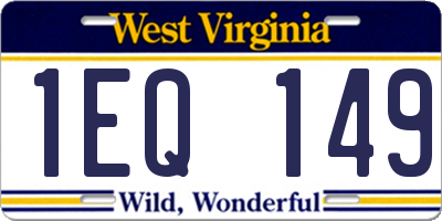 WV license plate 1EQ149
