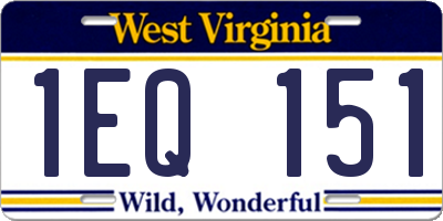 WV license plate 1EQ151