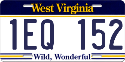 WV license plate 1EQ152