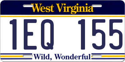 WV license plate 1EQ155