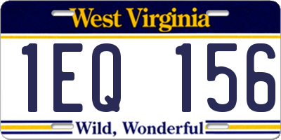 WV license plate 1EQ156