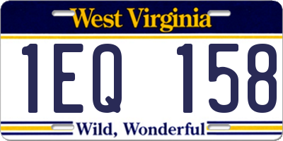 WV license plate 1EQ158