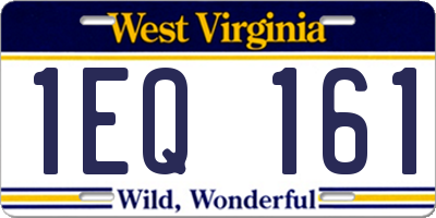 WV license plate 1EQ161
