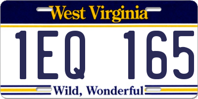 WV license plate 1EQ165