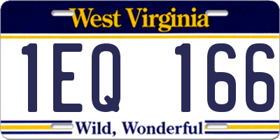 WV license plate 1EQ166