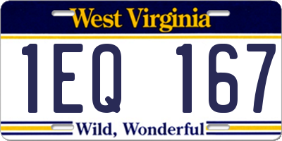 WV license plate 1EQ167