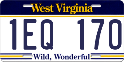WV license plate 1EQ170