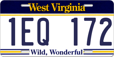 WV license plate 1EQ172