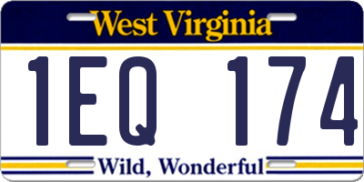 WV license plate 1EQ174