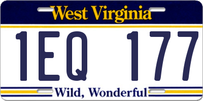 WV license plate 1EQ177