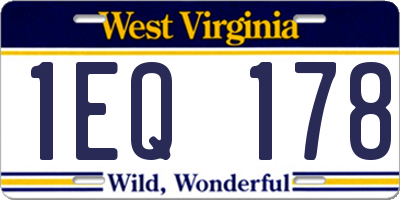 WV license plate 1EQ178