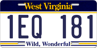 WV license plate 1EQ181