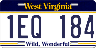 WV license plate 1EQ184