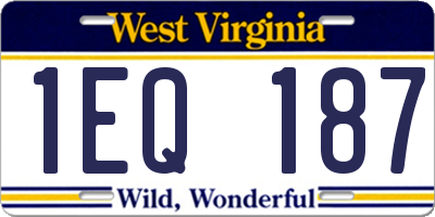 WV license plate 1EQ187