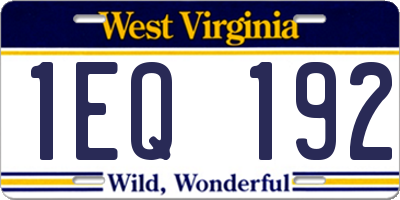 WV license plate 1EQ192