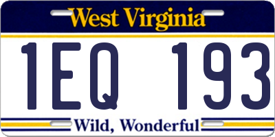 WV license plate 1EQ193