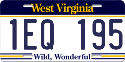 WV license plate 1EQ195
