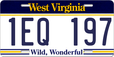 WV license plate 1EQ197