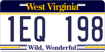 WV license plate 1EQ198