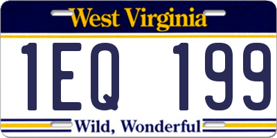 WV license plate 1EQ199