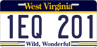 WV license plate 1EQ201