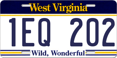 WV license plate 1EQ202