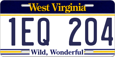WV license plate 1EQ204