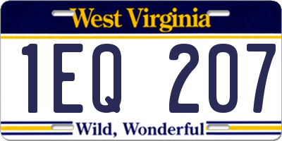 WV license plate 1EQ207