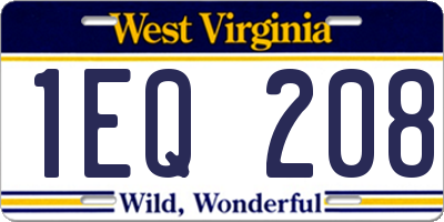 WV license plate 1EQ208
