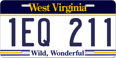 WV license plate 1EQ211