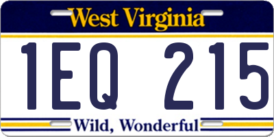 WV license plate 1EQ215