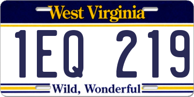 WV license plate 1EQ219
