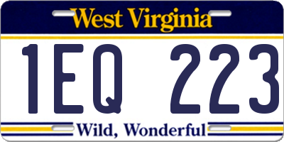 WV license plate 1EQ223