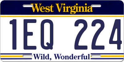 WV license plate 1EQ224