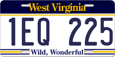 WV license plate 1EQ225