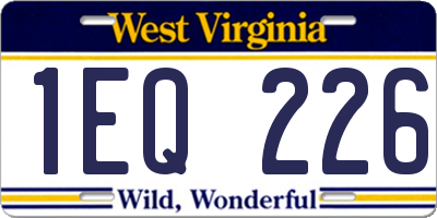 WV license plate 1EQ226