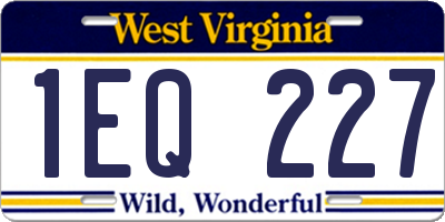 WV license plate 1EQ227